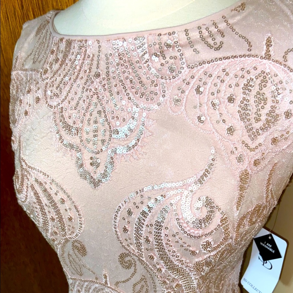 Classy Blush Sequin Dress - Picture 6 of 8